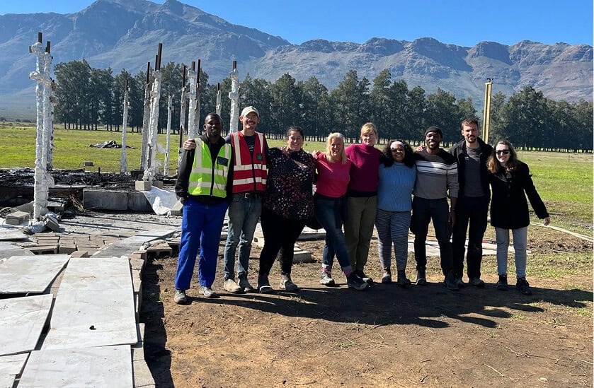 Team photo at fire experiment