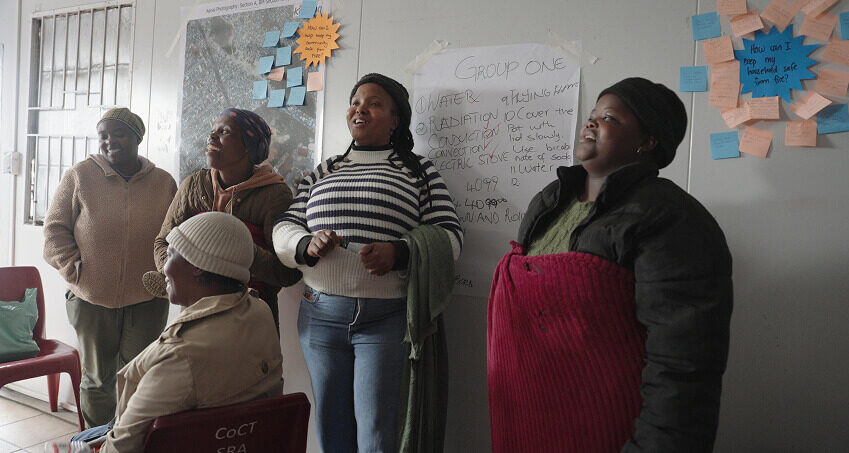 A group of women at a fire safety workshop